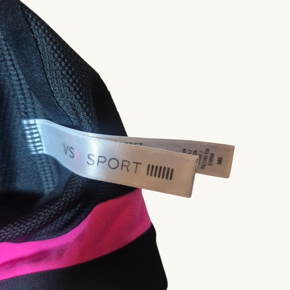 Victoria's Secret VSX Sport Bra Womens 38C High Impact Zip Front Pink Athleisure - Picture 5 of 6